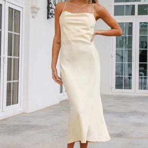 Silk Pastel Yellow Maxi Dress